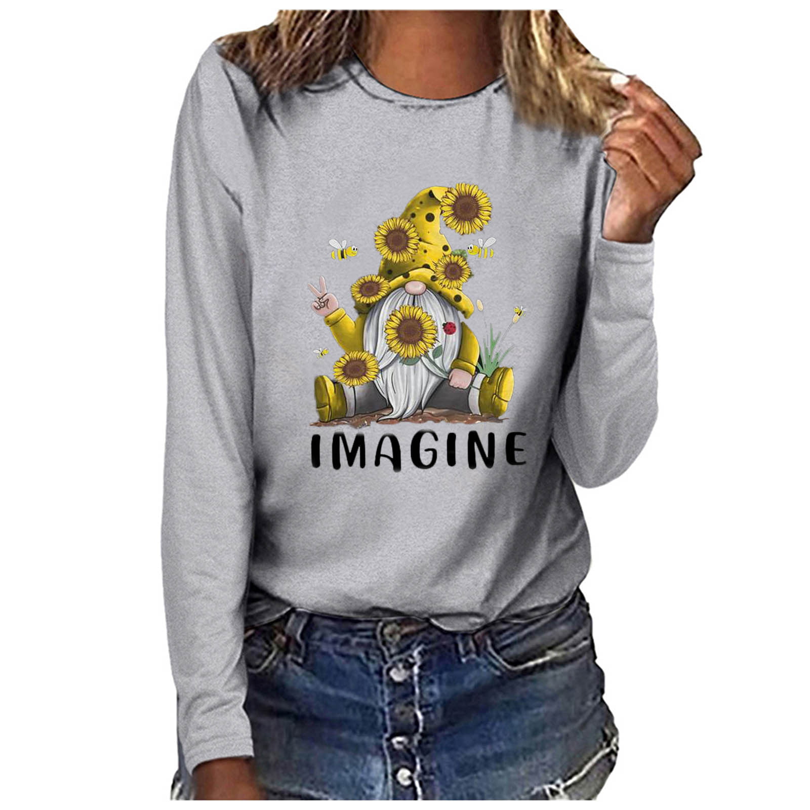 GWAABD Womens Long Sleeve Going Out Tops Shirts Sleeve Blouse Printed Top Day Pullover Women Sweatshirt Long Valentine S Women S Blouse