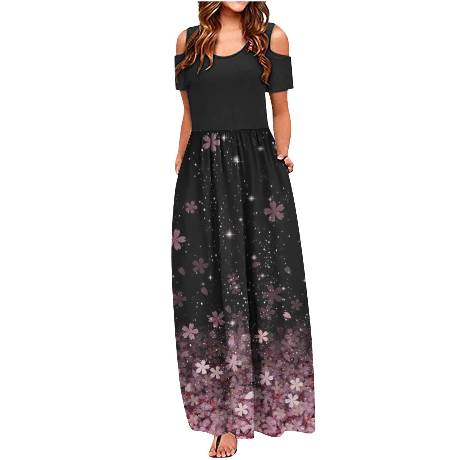 Guieoi Summer Dress Women Casual V-Neck Sleeveless Bandage Stripe Printing Loose Vest Sling Long Dress Summer Dresses 2289 on Clearance