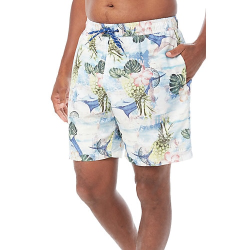 Caribbean Joe Mens Postage Volley Swim Shorts-small,multi