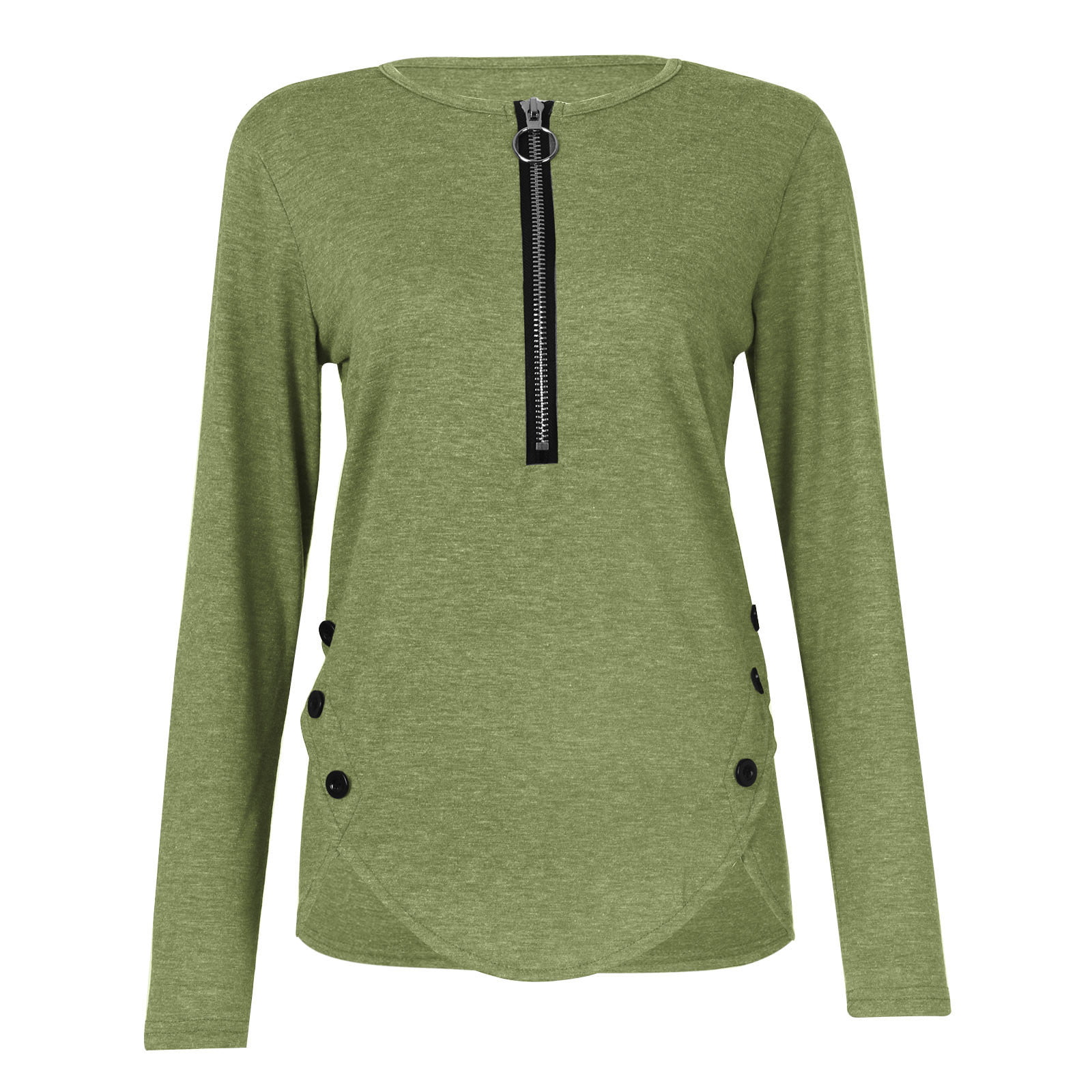 Tshirts Shirts for Women  Plus Size Shirts Women Long Sleeve Tops Blusas De Mujer Manga Larga Baratas Women S Casual Autumn Zipper Longsleeved Neck Bu
