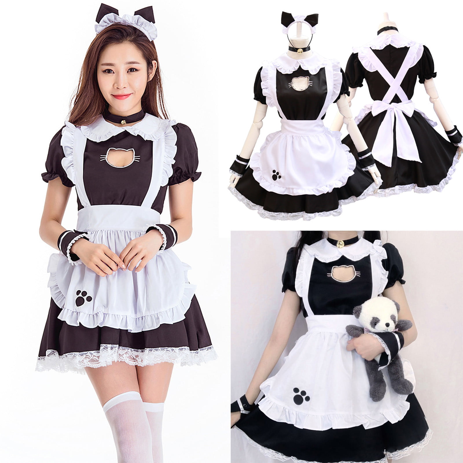 Twifer Sun Dresses for Women 2023 Women Maid Animation Show Restaurant Cutework Crossdress Outfit Dress