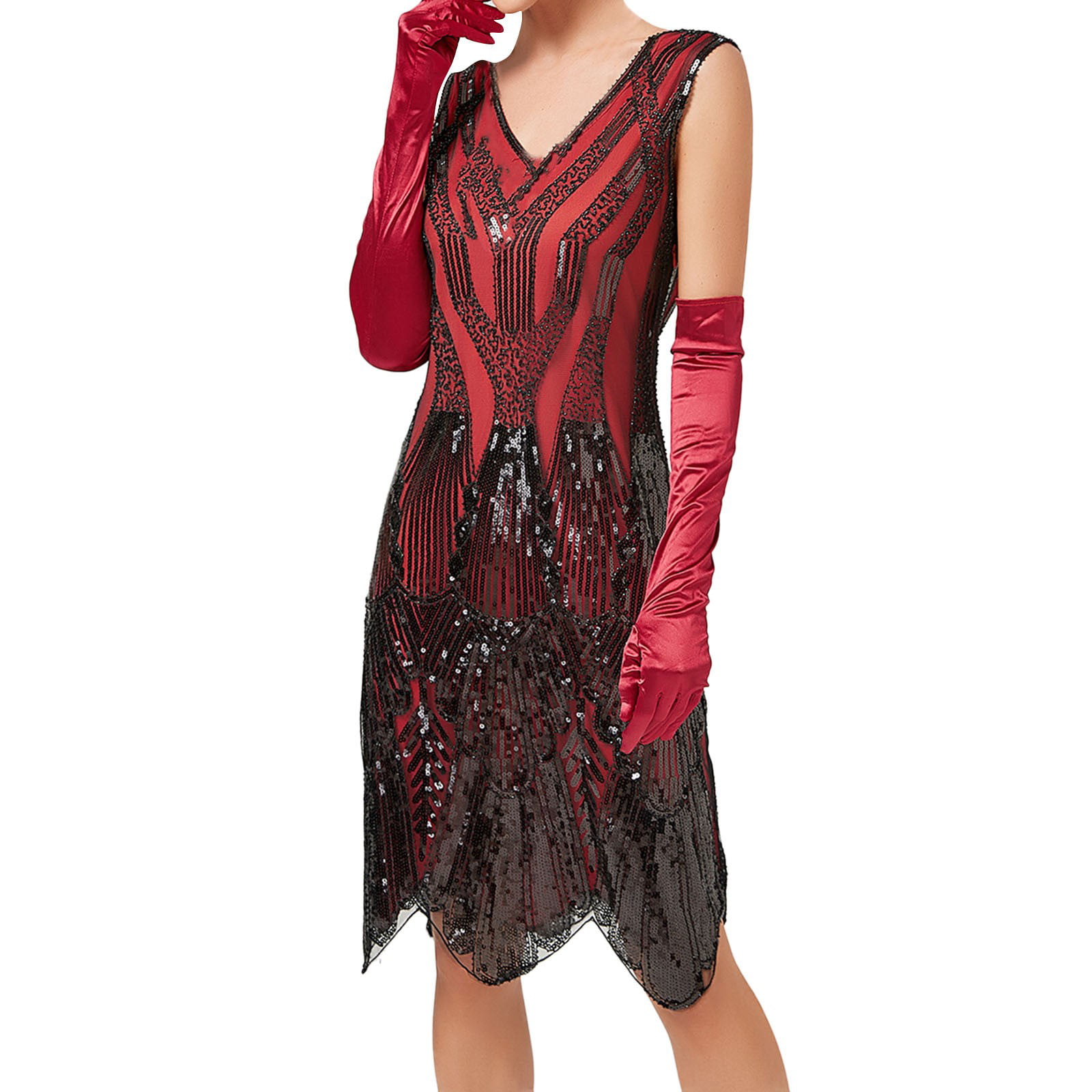 GWAABD Belt for Dresses Women S Vintage Dress Sleeveless Dress 1920s Sequin Beaded Party Night Flapper Gown Short Dress