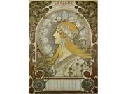 Calendar for 1897   1897   Alphonse Marie Mucha (1860-1939/Czech)  Bibliotheque Forney     Poster Print (18 X 24)