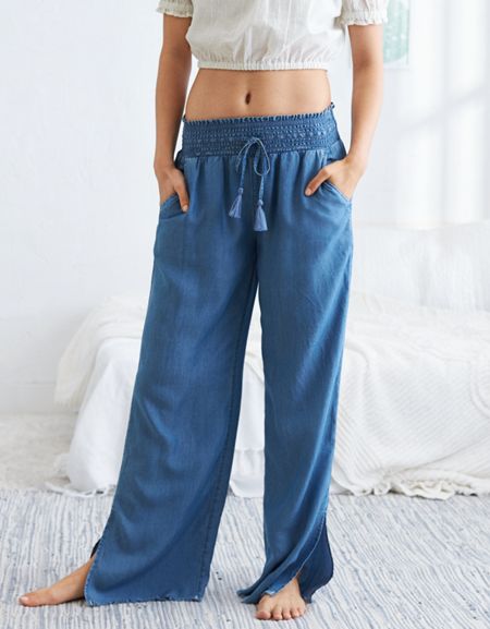 Aerie Wide Leg Chambray Pant