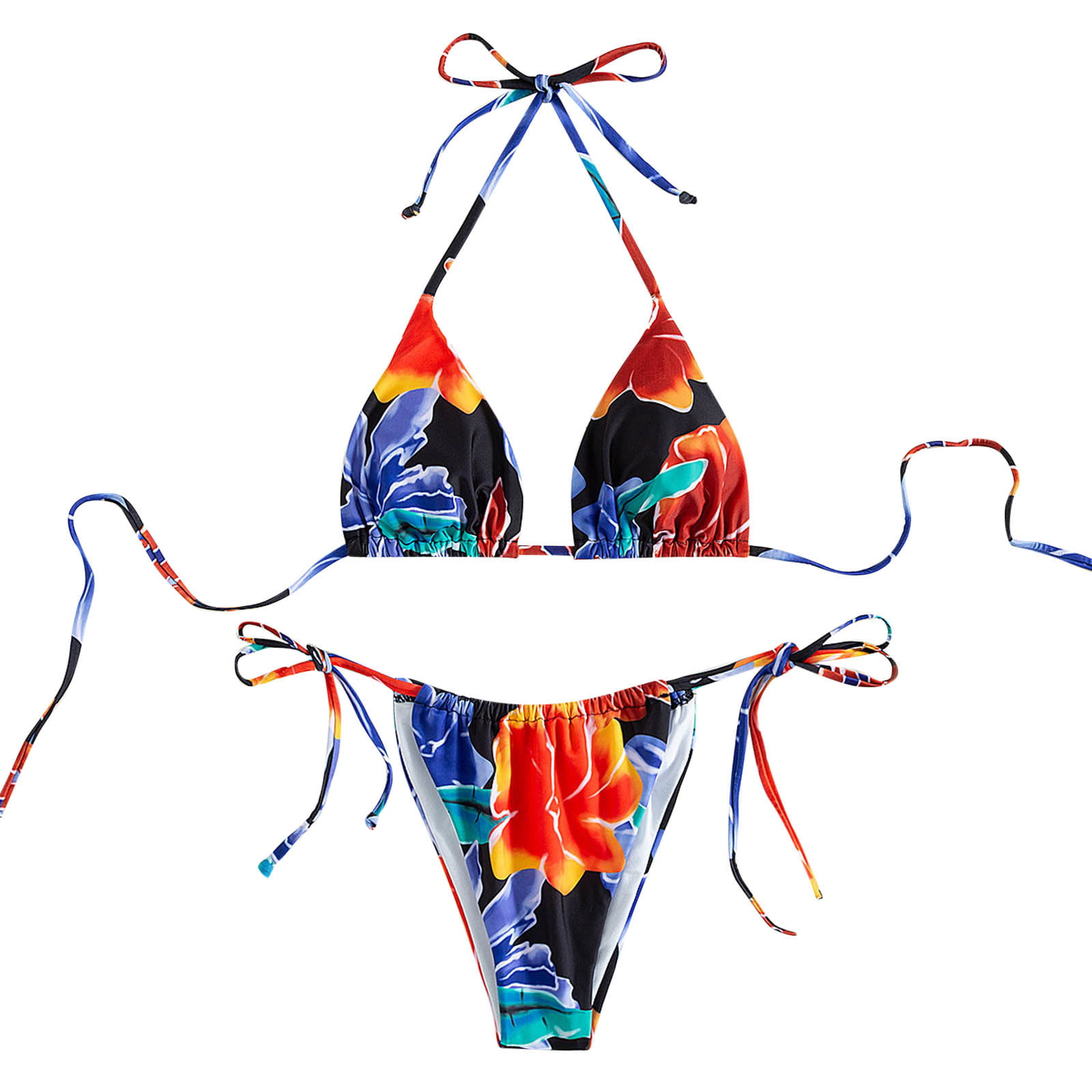 GWAABD Notched V Neck Bikini Set Bandage Brazilian Push-up Swimsuit Swimwear Bandeau Women Beachwear Bikini Set Swimwears Tankinis Set