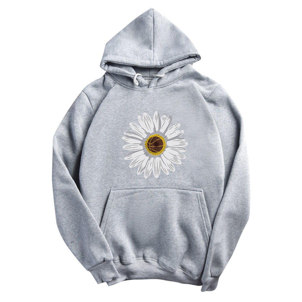 Women Plus Size Hoodies Clearance Casual Loose Fleece Hooded Printed Pocket Long Sleeve Sweatshirt