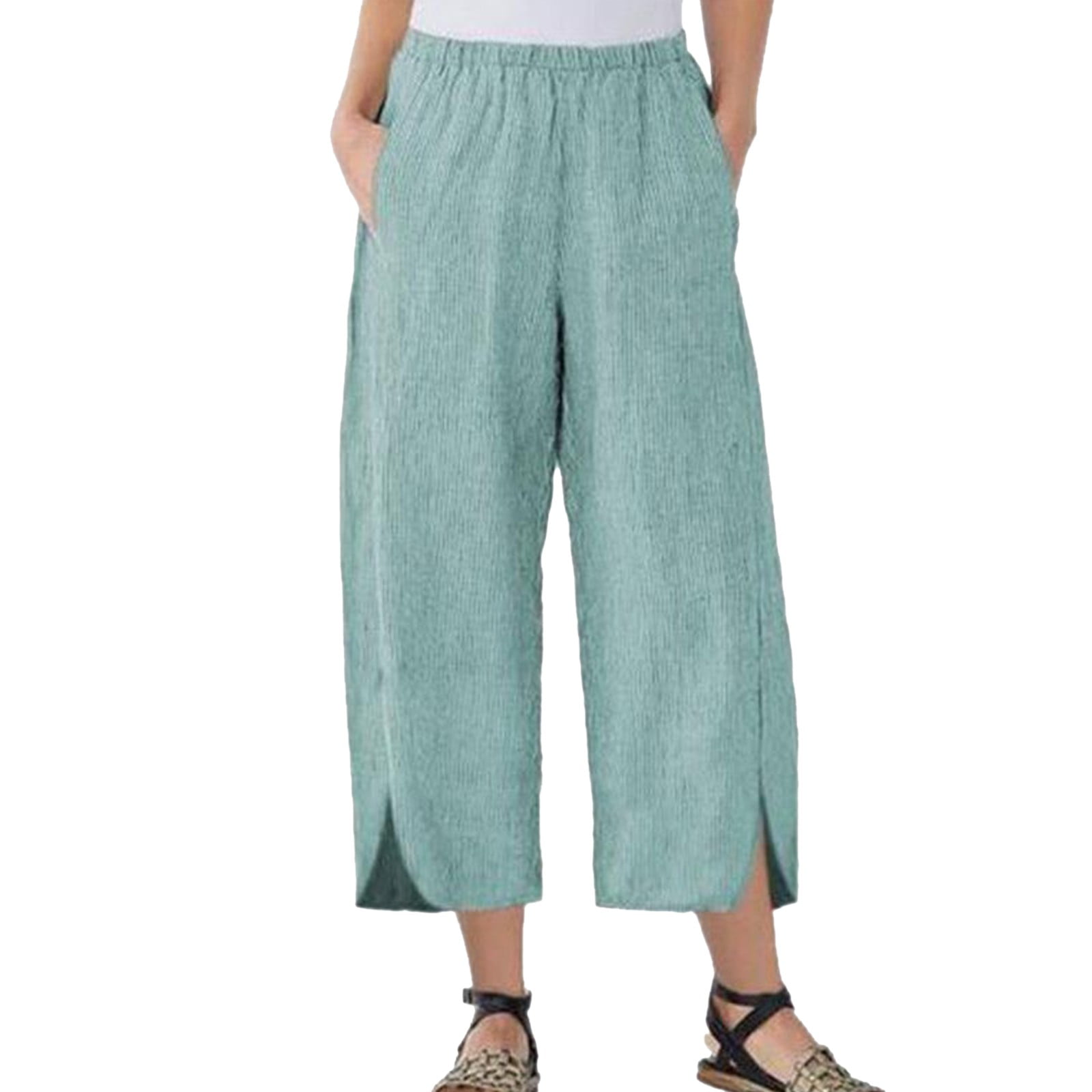 GWAABD Low Rise Cinch Trousers Women  Fashion Casual Solid Color Casual Loose Trousers Straight Pants Bifurcated Wide Pocket Corduroy Pants