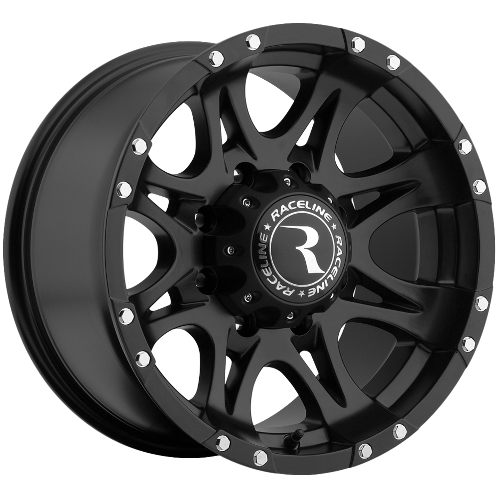 Raceline 981-RAPTOR 16  Cast Aluminum Wheel  RAPTOR BLACK 16X8 8X6.5 0mm Fits Select: 1994-2002 DODGE RAM 2500  2003-2006 CHEVROLET SILVERADO K2500 HE