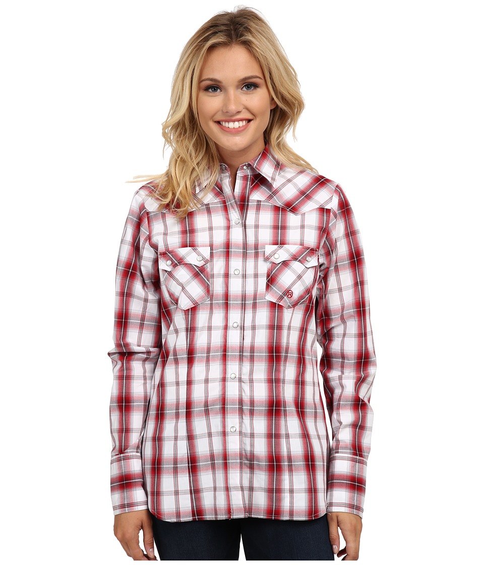 Roper - 9764 Sand Stone Plaid (red) Women's Long Sleeve Button up