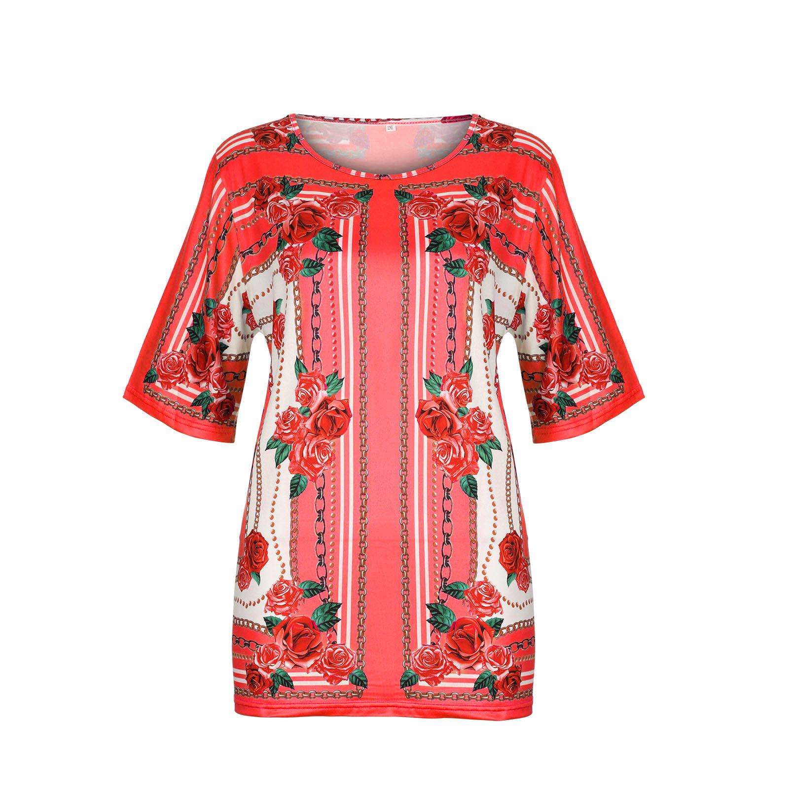 GWAABD Tight Long Sleeve Shirts for Women Women Tops Flower Print Party Basic Loose Blouse