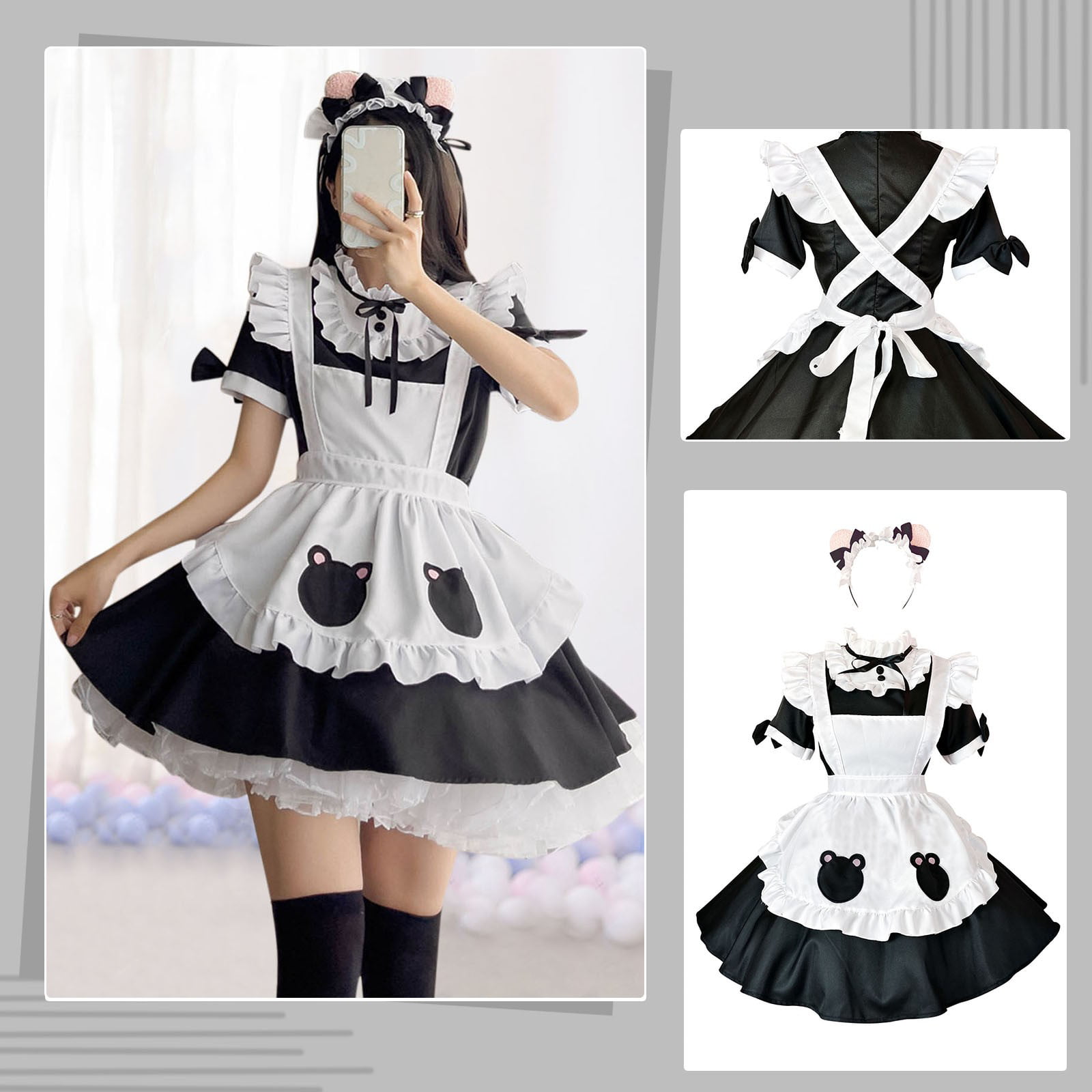 Twifer Sun Dresses for Women 2023 Women S Fashion Maid Outfit Cute Maid Outfit Dress Set