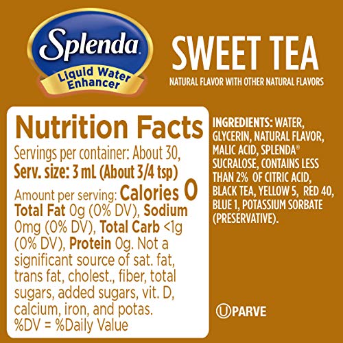 SPLENDA Liquid Water Enhancer Drops  Sugar Free  Zero Calorie  Natural Flavor  Concentrated Drink Mix  3.11 Fl Oz Each Bottle (Sweet Tea  2 Pack) thumbnail