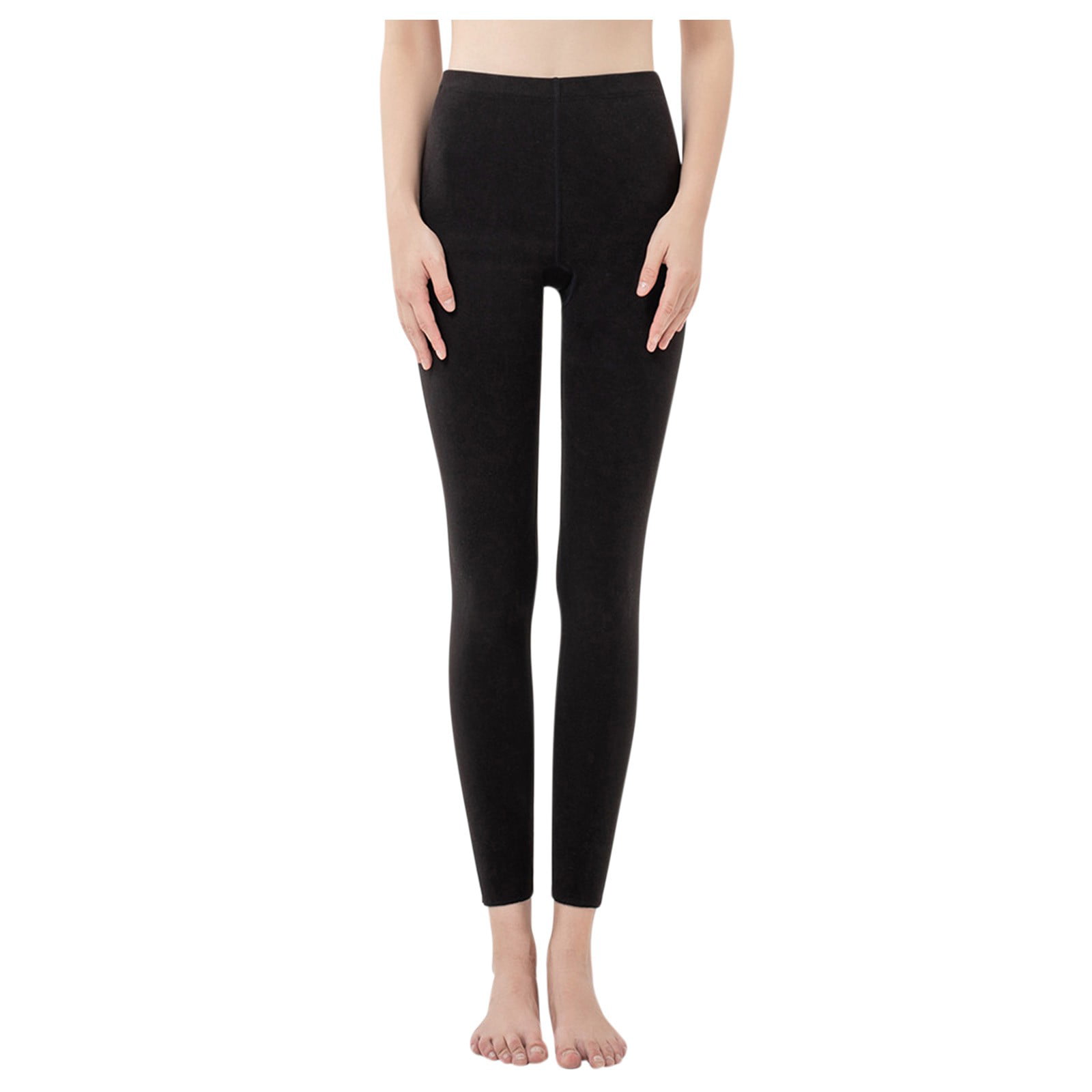 CLZOUD Yoga Outfits for Women Black Cotton Blend Women S Winter Warm Lined Elastic Leggings High Waisted Thermal Pants