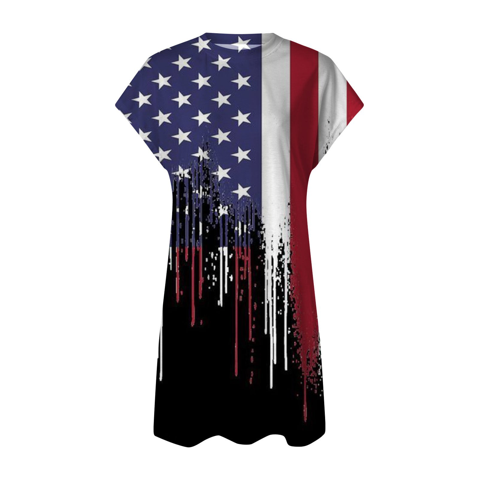 Eczipvz Plus Size Dress for Women July 4th Womens Dresses USA Flag Memorial Day T Shirt Dress with Pockets Blue M