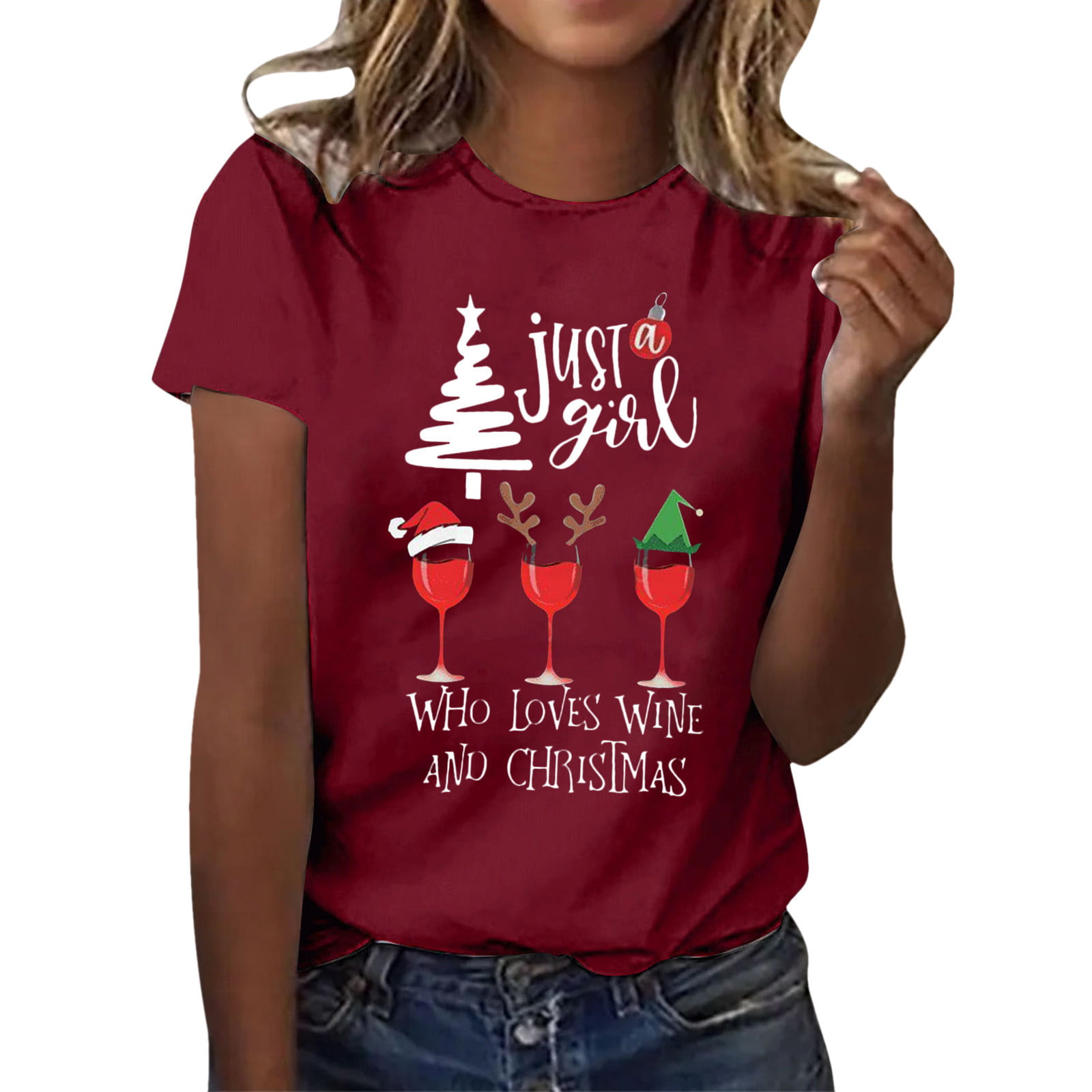 GWAABD Zipper Tops for Women Christmas T Shirt Women Funny Cute Cocoa Top Movie Watching Crewneck Short Sleeve Tee Shirt Blouse