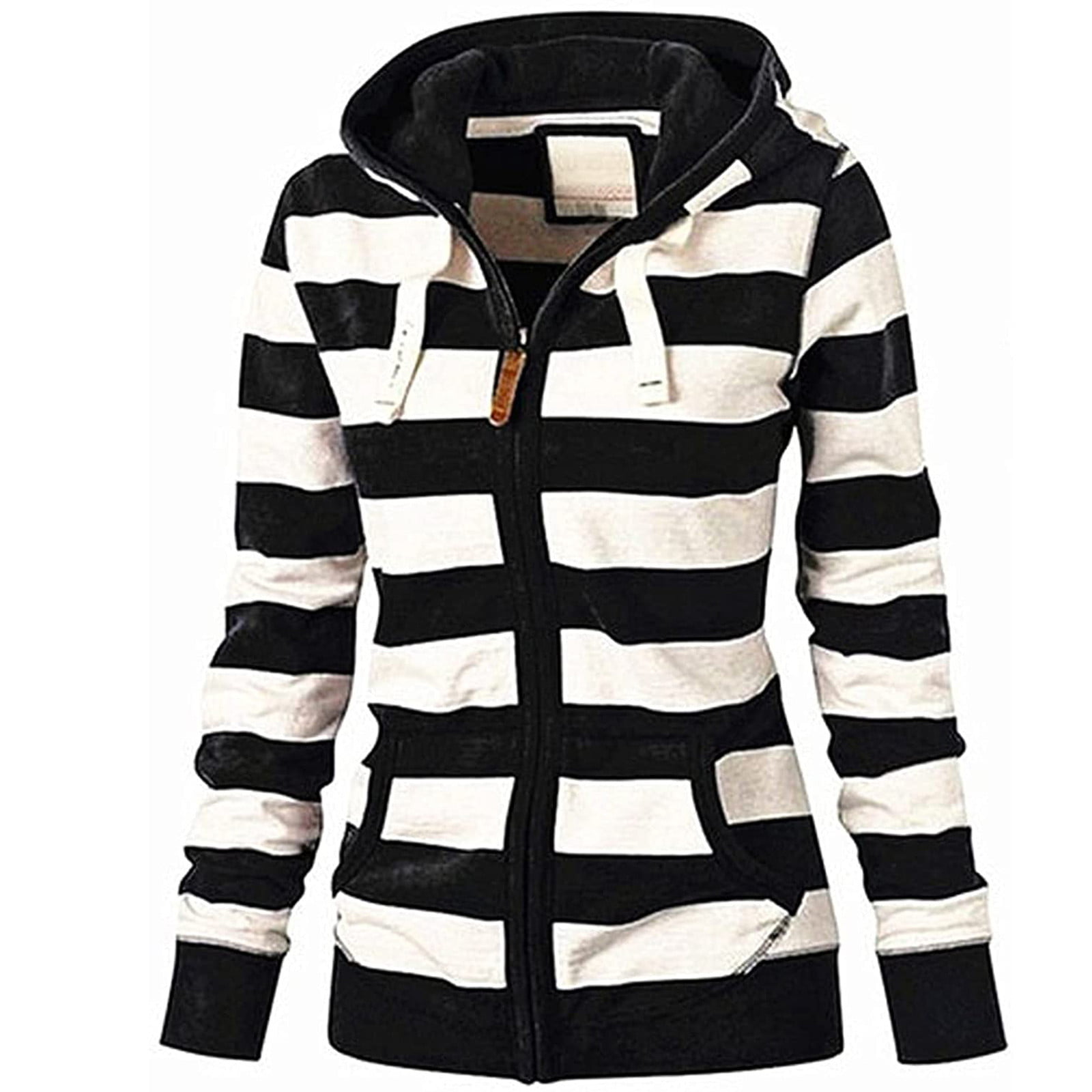 Hoodies Woman Clearance  Women S Stripe Printing Loose Long Sleeve Tops Casual Sweatshirt