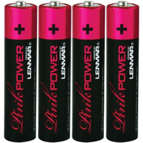 LENMAR PNKAAA4 Pink Power Alkaline Batteries, 4 Pk (AAA)