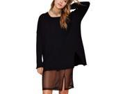 Women's Loose Fashion Crew Neck Long Sleeve Tulle Sweater Dress