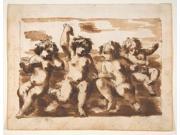 Four Putti on Clouds Poster Print by Leonardo Scaglia (Italian  Documented Perugia  Ancona  1640 �1650) (18 X 24)