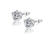 Mabella 1.0 CTTW. 5mm Round Cut Cubic Zirconia .925 Sterling Silver Stud Earrings