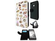 Huawei P9 Flip Case Credit Card Holder Cover Book Style C0275 - Collage Food Ice Cream Cupcake Doughnut Macaroon Waffle Peanut Butter