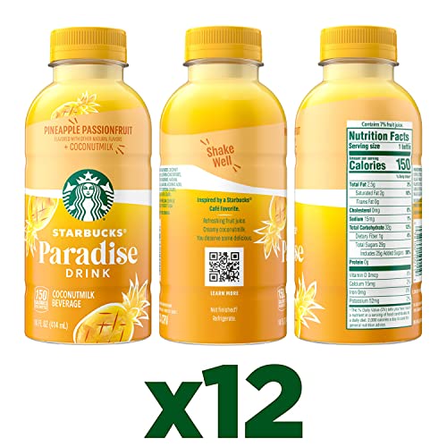 Starbucks Paradise Drink Pineapple Passionfruit with Coconut Milk  14 Fl Oz  12 Pack Bottles thumbnail