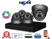 NexhiÂ® Nxh-5104-m13b-ds5g 4ch 720p HD-cvi Complete DVR Surveillance System - 4x HD-720p 3.6mm Lens Cctv Dome Cameras, Adapters, Cables & 500gb HD