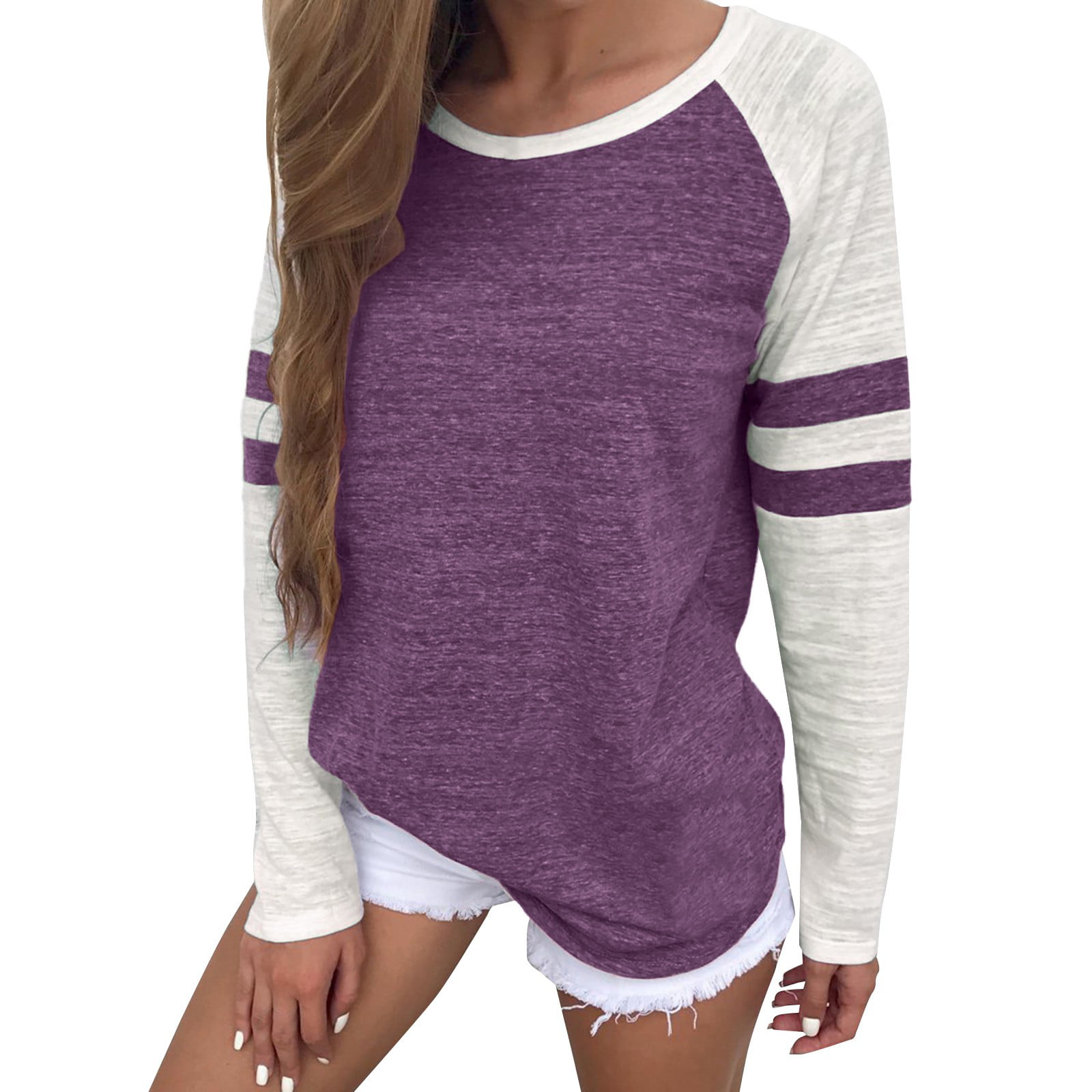 GWAABD Womens 3/4 Sleeve T Shirts Women Ladies Blouse Clothes Tops Long Fashion Splice Sleeve Shirt T Women S Blouse