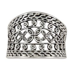 Silver Plated Wide Patterned Ring