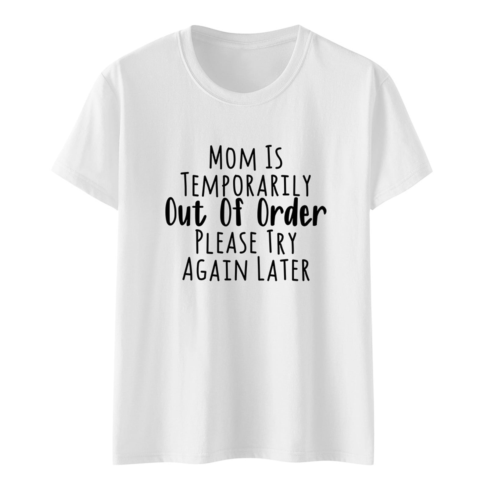 GWAABD Womens Tops Long Sleeve Ladies Mothers Day Letter Print T Shirt Oversized Loose Round Neck Short Sleeve Top