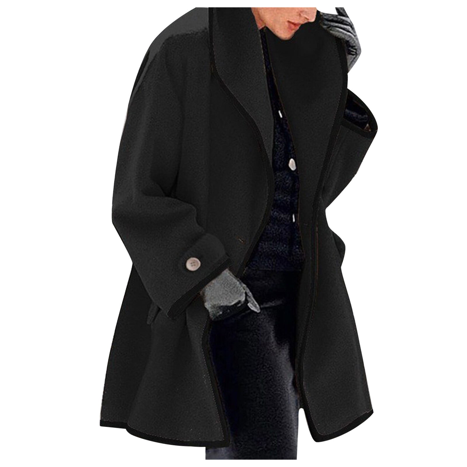 GWAABD Women Long Coats Winter Womens Winter Fashion Long Overcoat Long Sleeve Cardigan Solid Casual Wool Coat Trench Jacket Warm Loose Outwear