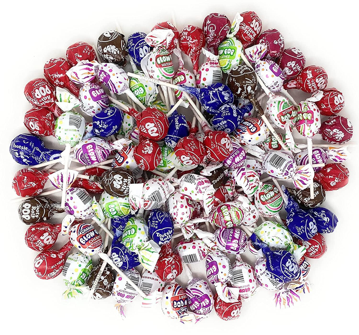 Assorted Charms Blow Pops & Tootsie Pops Bulk Candy 10 Flavor Lollipops Suckers Variety Value Pack 4 Lb (64 Oz)