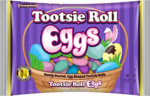 Candy Coated  Tootsie Roll Egg Shaped Candies  Perfect Easter Treats for Baskets or Hunts  8 Oz Bag
