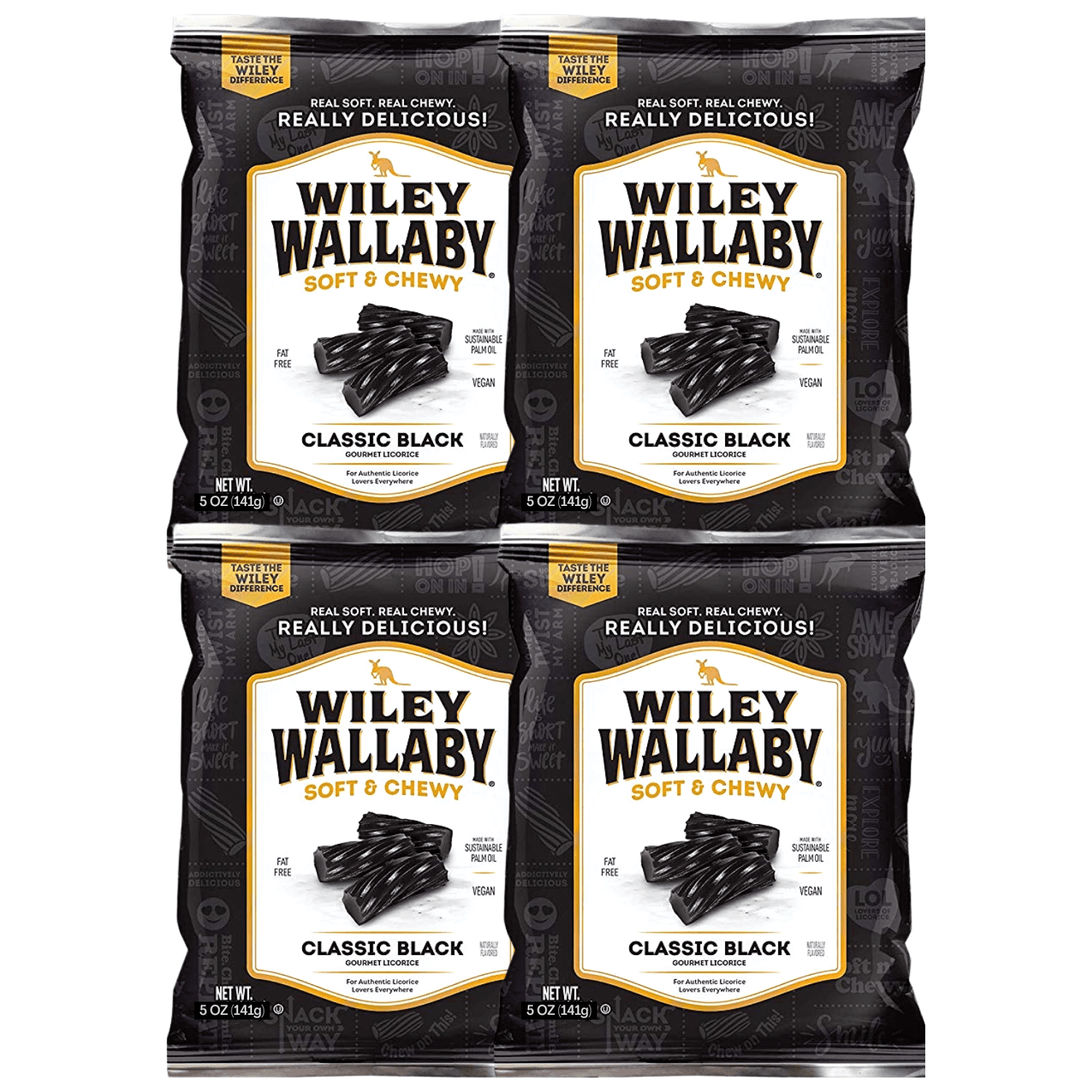Wiley Wallaby Classic Black Licorice Gourmet Australian Style Soft and Chewy Licorice Candy Twists Great for Snack Halloween Trick or Treats Christmas