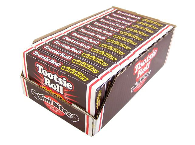 Tootsie Roll Mini Bites Candy Coated Chews Movie Theater Box  3.5 Oz (Case of 12)