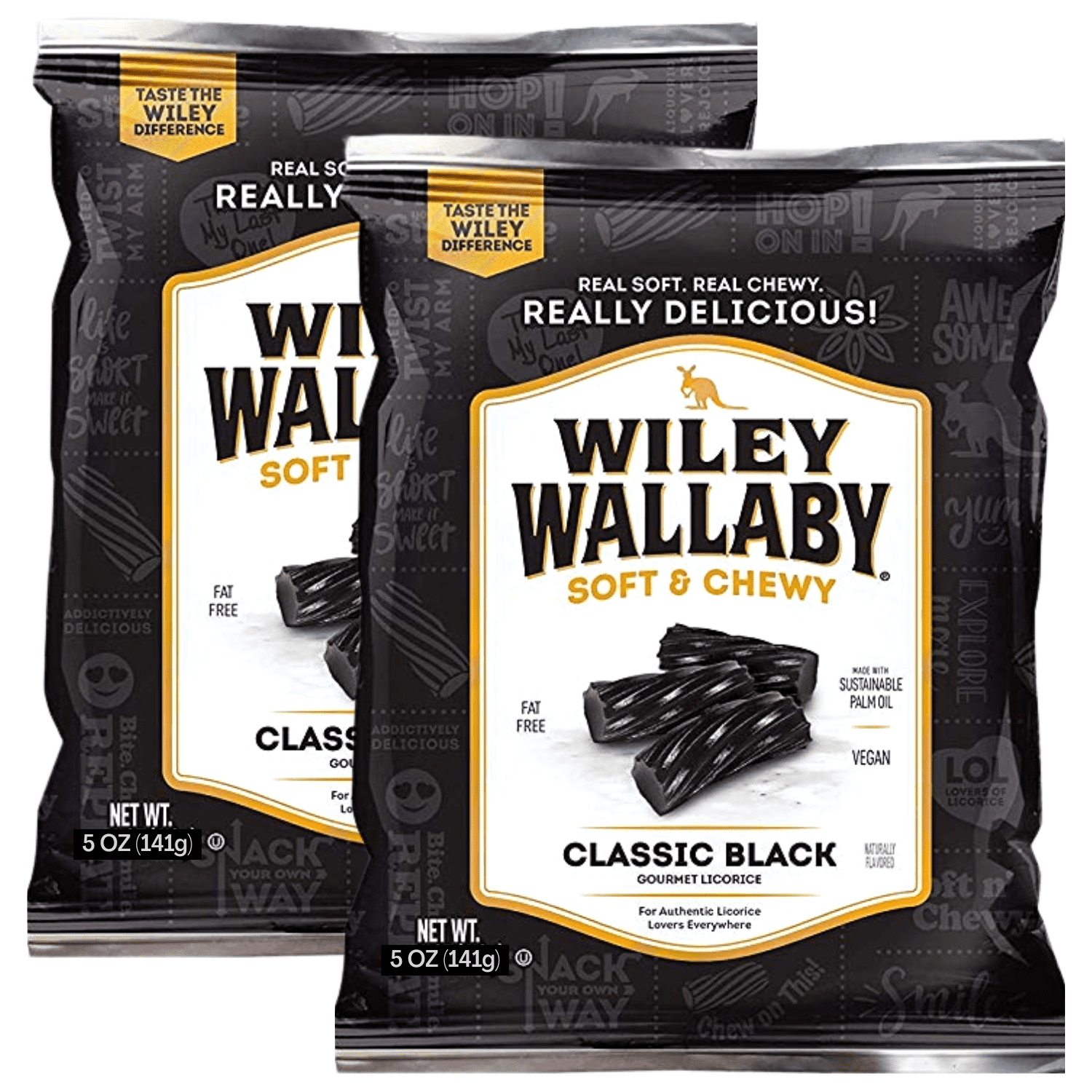 Wiley Wallaby Classic Black Licorice Gourmet Australian Style Soft and Chewy Licorice Candy Twists Great for Snack Halloween Trick or Treats Christmas