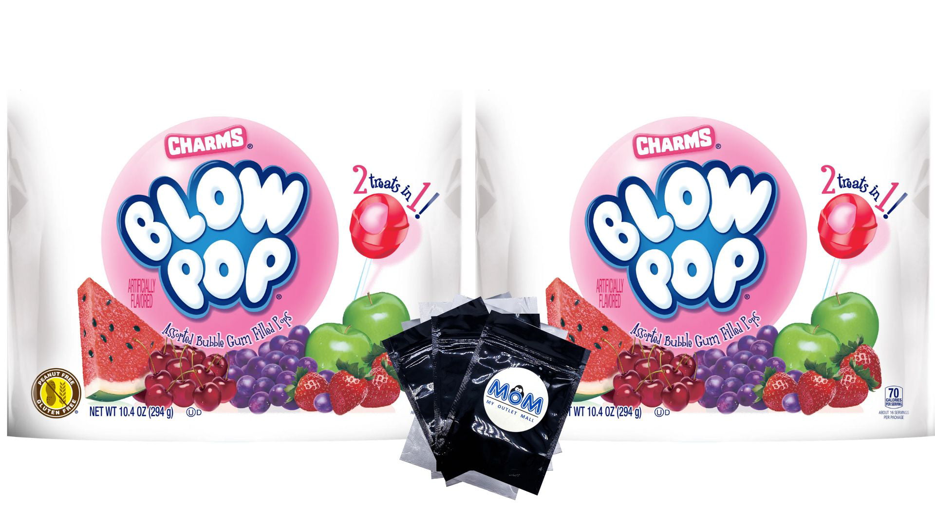 Charms Blow Pops Assorted Flavors Lollipops  20.8 Oz - 2 Pack - Plus 3 My Outlet Mall Resealable Portable Storage Pouches