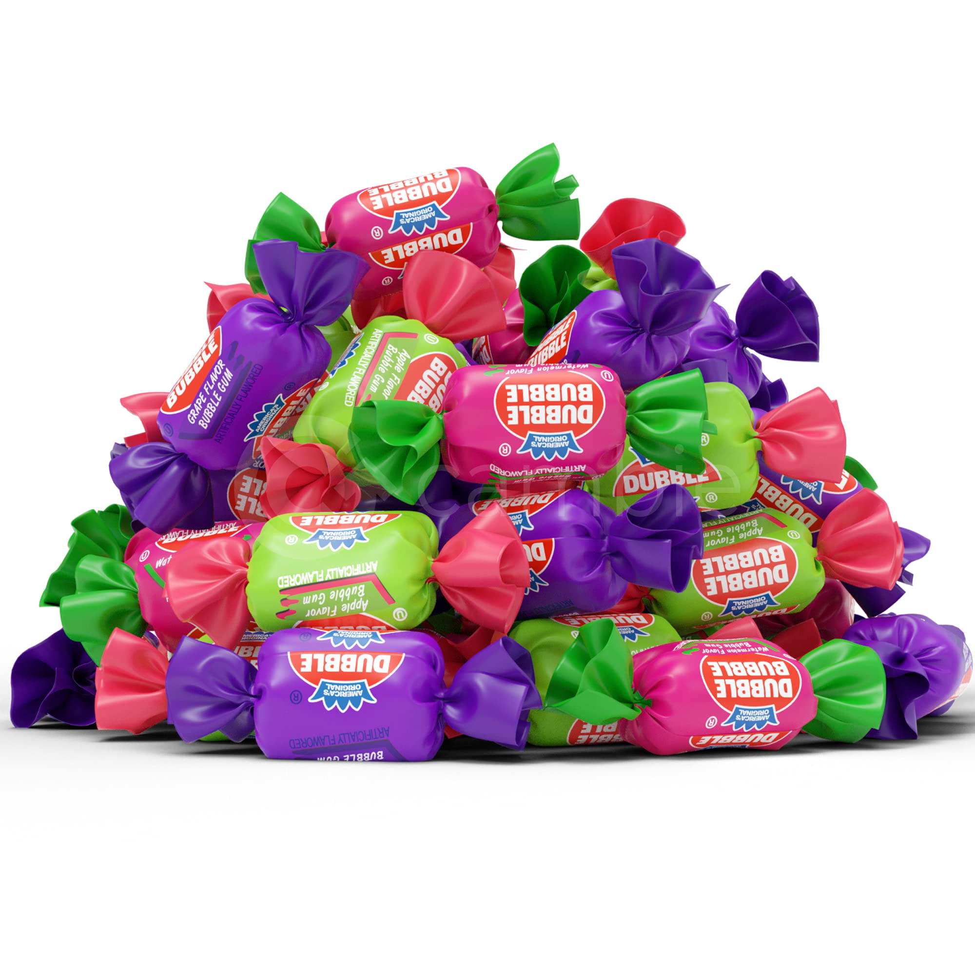 Dubble Bubble 3 Flavor Gum by Cambie | 4 Lbs of Grape  Watermelon and Apple Flavored Gum in a Twist Wrap | Deliciously Sweet & Nostalgic | Repackaged 