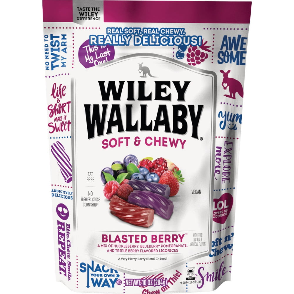 Wiley Wallaby Blasted Berry Liquorice 10 Oz. Candy 122962 Pack of 10 122962 972520 Bundle 10