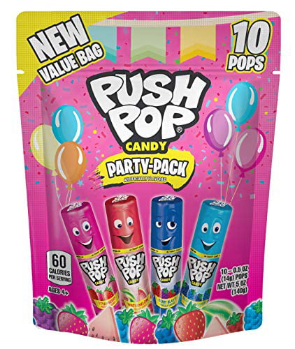 Push Pop  Candy Lollipops  Assorted Fruity Flavors  Sucker Candy  5.0 Oz  10 Count  Bag