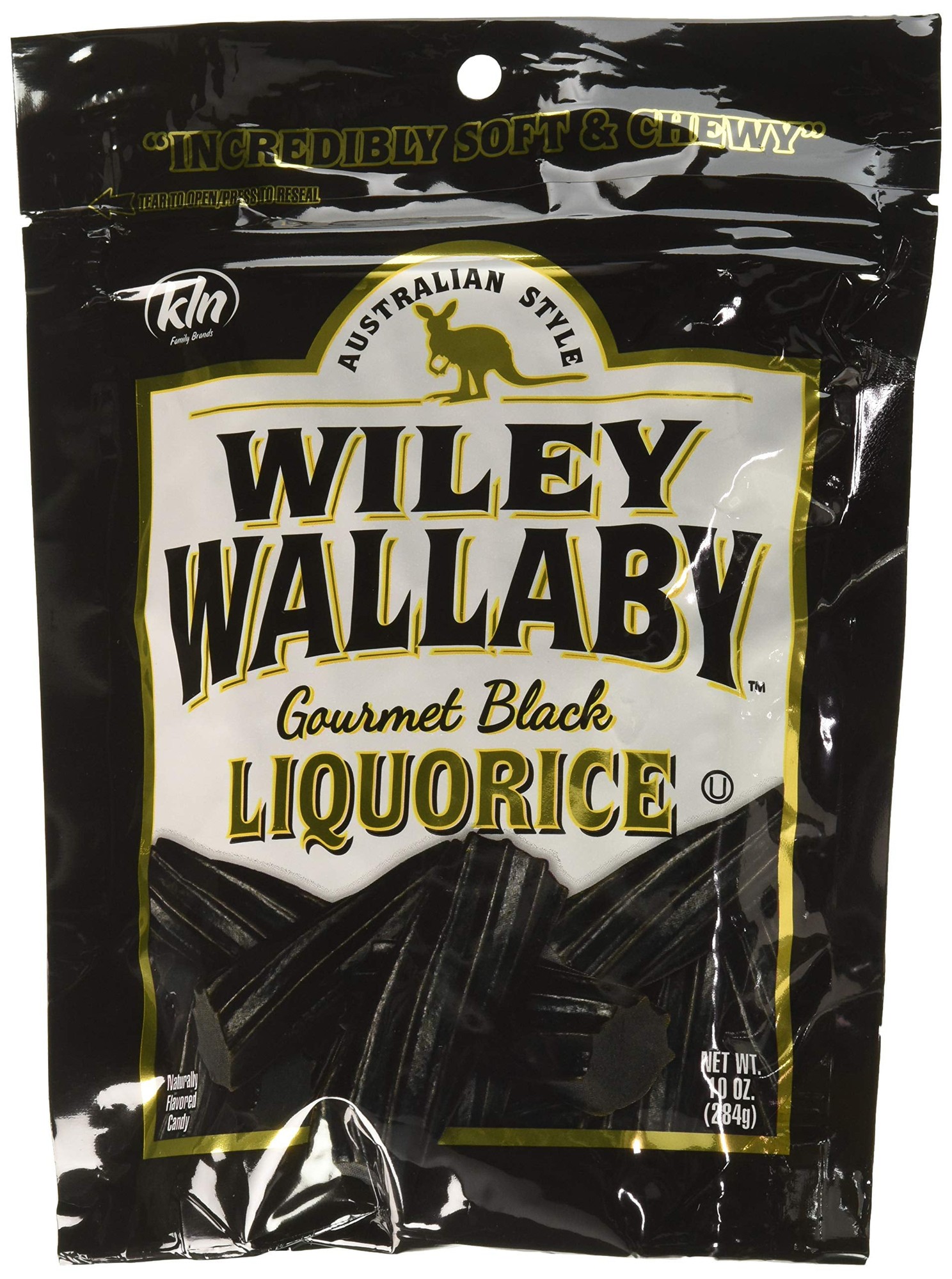 Wiley Wallaby Gourmet Australian Style Liquorice Gourmet Black Liquorice  10-Ounce (Case of 10)