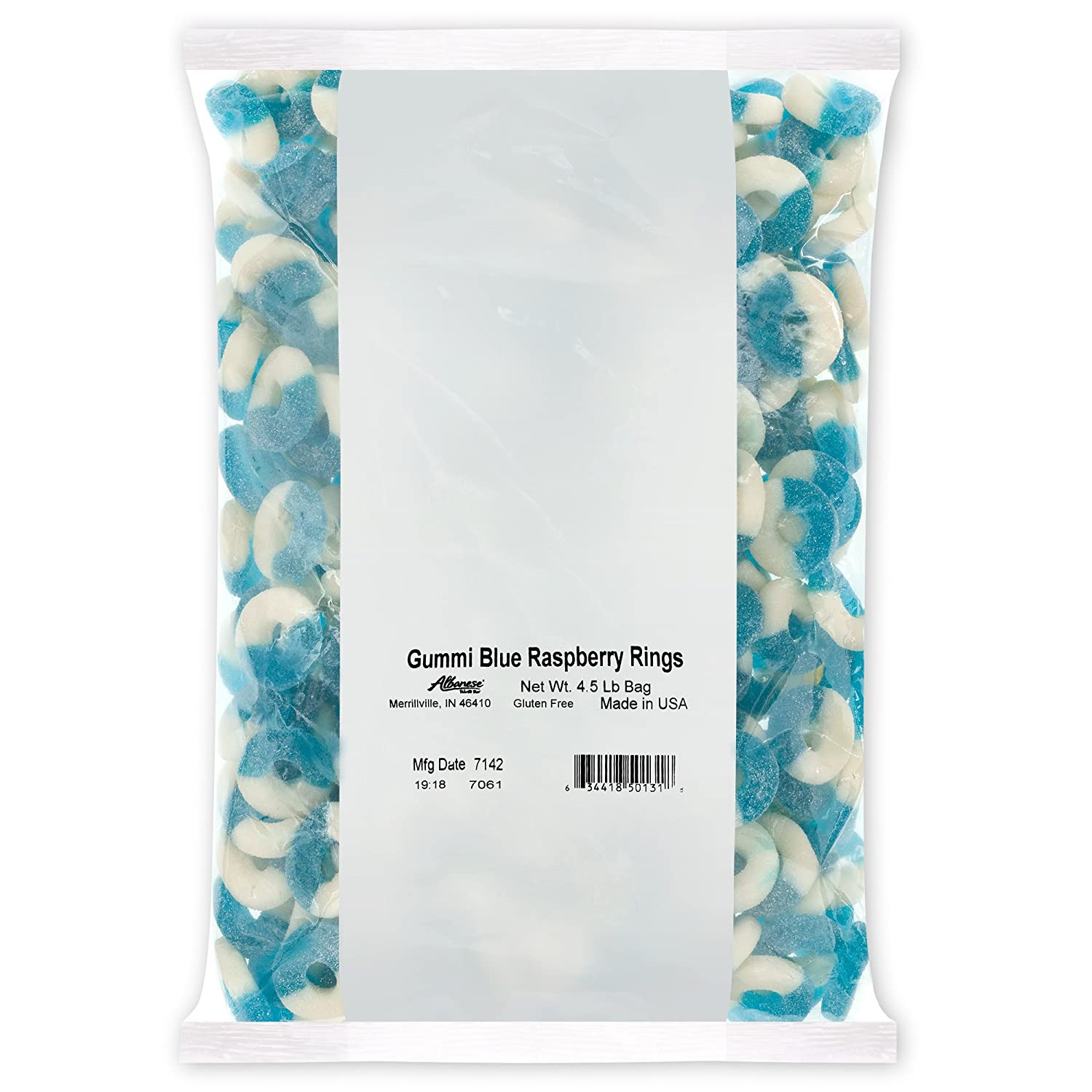 Albanese World S Best Gummi Blue Raspberry Rings  4.5lbs of Candy