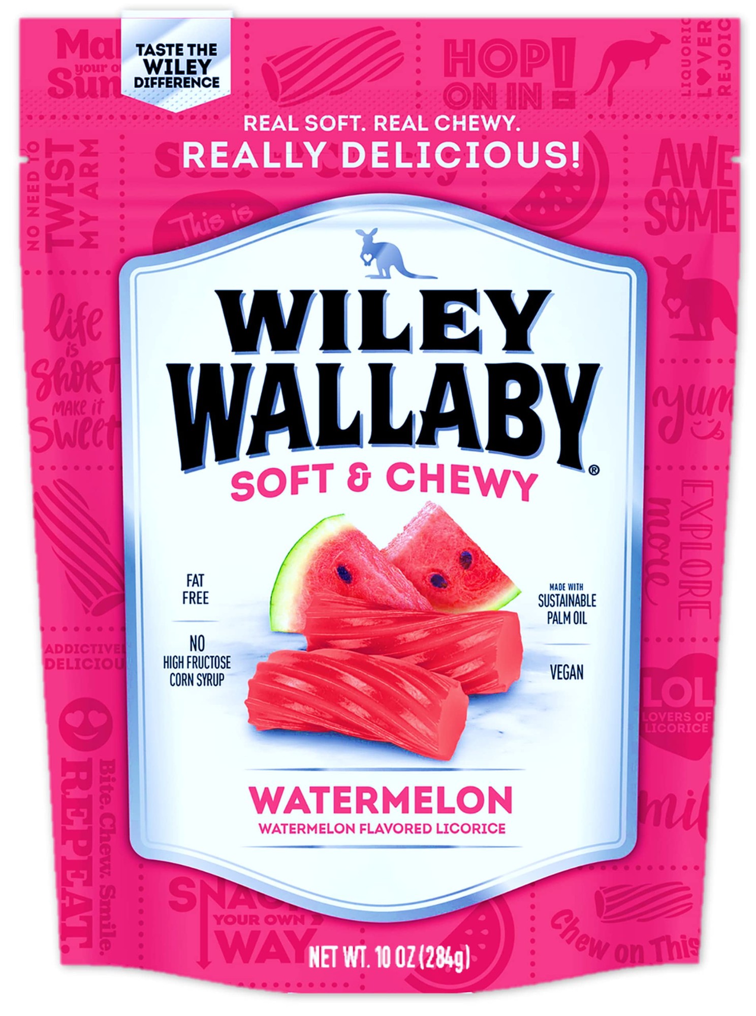 Wiley Wallaby 10 Ounce Watermelon Gourmet Australian Style Soft & Chewy Licorice Candy Twists - 10 Oz (Case of 10)