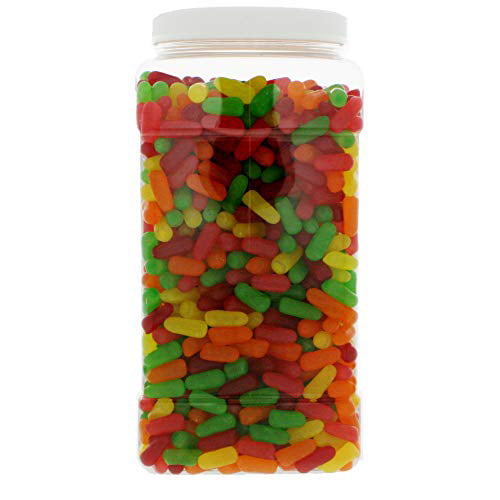 Mike & Ike Chewy Fruit Candy 7LB - Original Soft Chewy Fruit Candy in 128 FL OZ Gift Ready Reusable Square Jar
