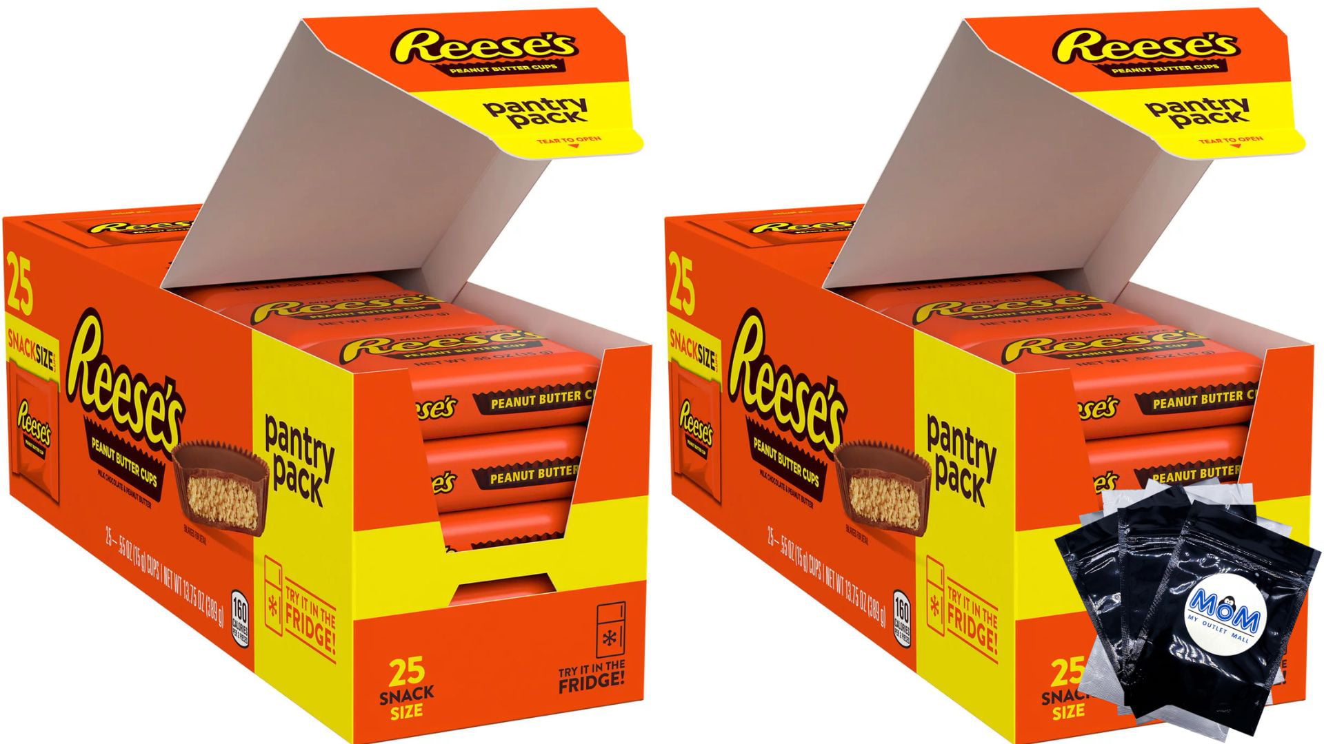 REESE S  Milk Chocolate Peanut Butter Cups Snack Size Candy  Gluten Free  Individually Wrapped  13.75 Oz  Pantry Pack (25 Pieces) - 2 Pack - Plus 3 My