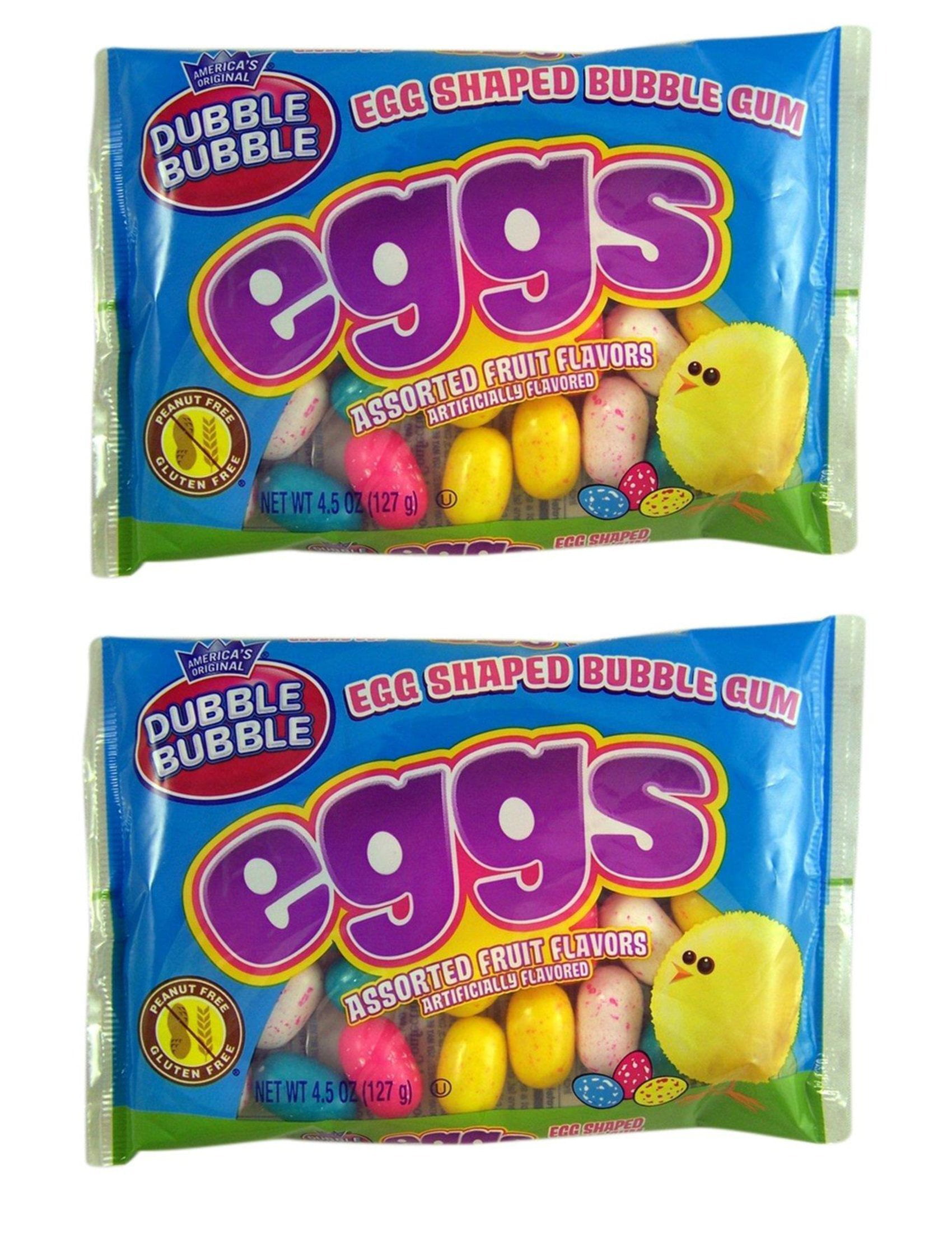 CGT Easter Dubble Bubble Egg Shaped Gum Candy Assorted Fruit Flavors Peanut & Gluten Free Stocking Stuffers Gift Basket Edible Dessert Toppers Decorat