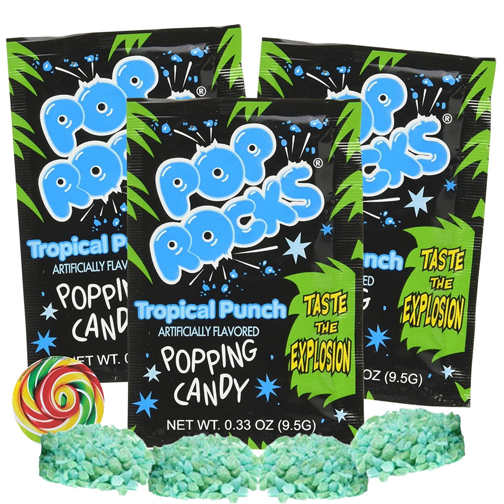 Tropical Punch Pop Rocks Candy  Birthday Party Candy  Pack of 3  .33 Ounces per Bag