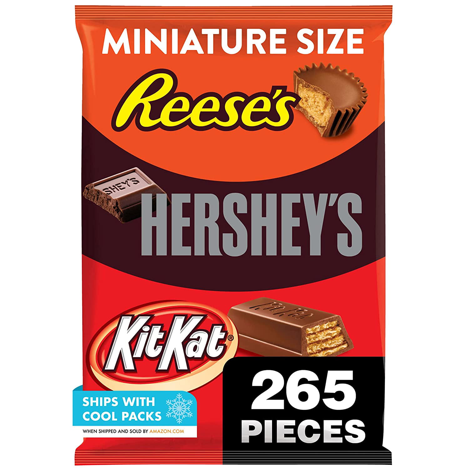 REESE S  HERSHEY S and KIT KAT Milk Chocolate Assortment Bite Size  Individually Wrapped Candy Bulk Variety Bag  80.39 Oz (265 Pieces)