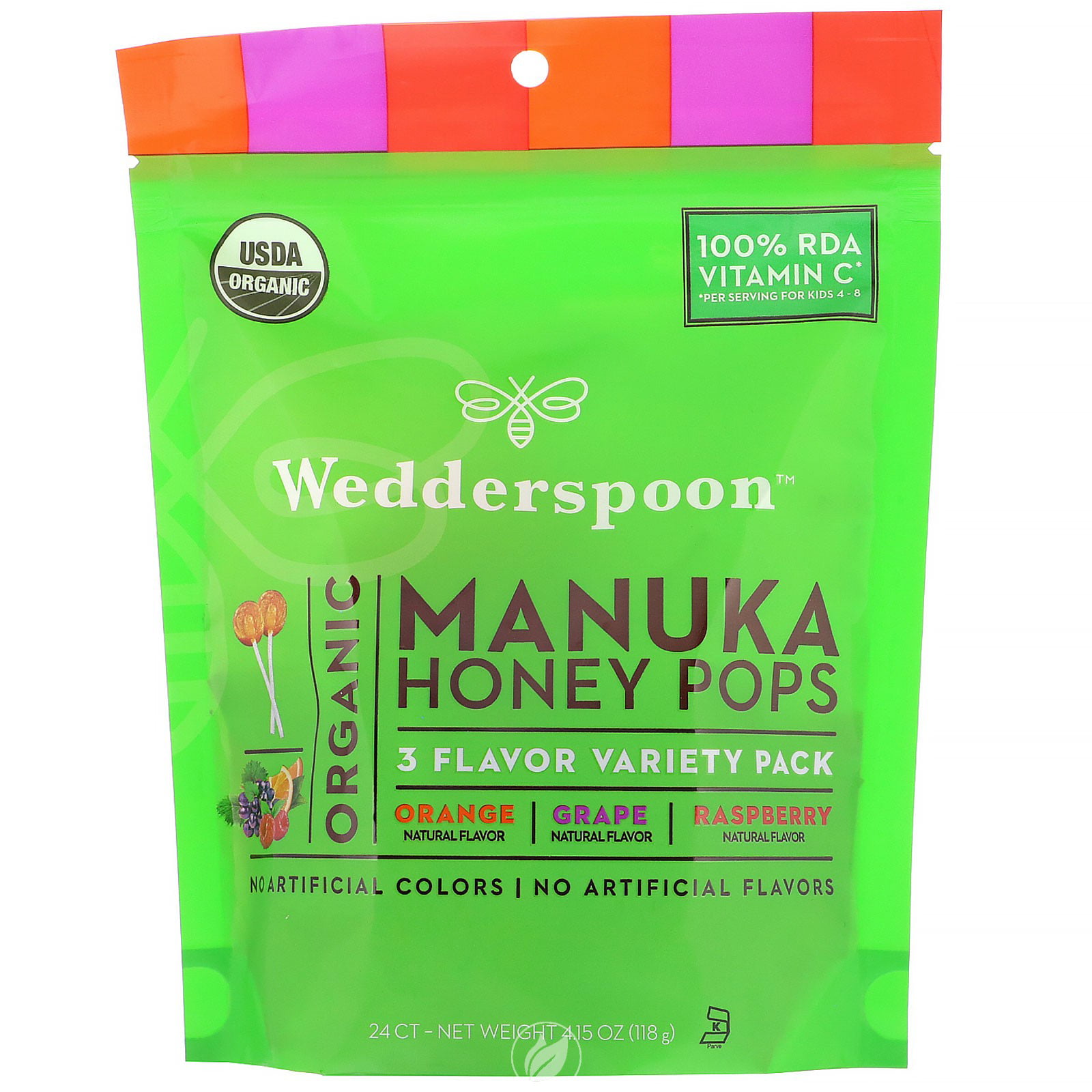 (3 Pack) Wedderspoon Organic Manuka Honey Pops Variety Pack 4.15oz
