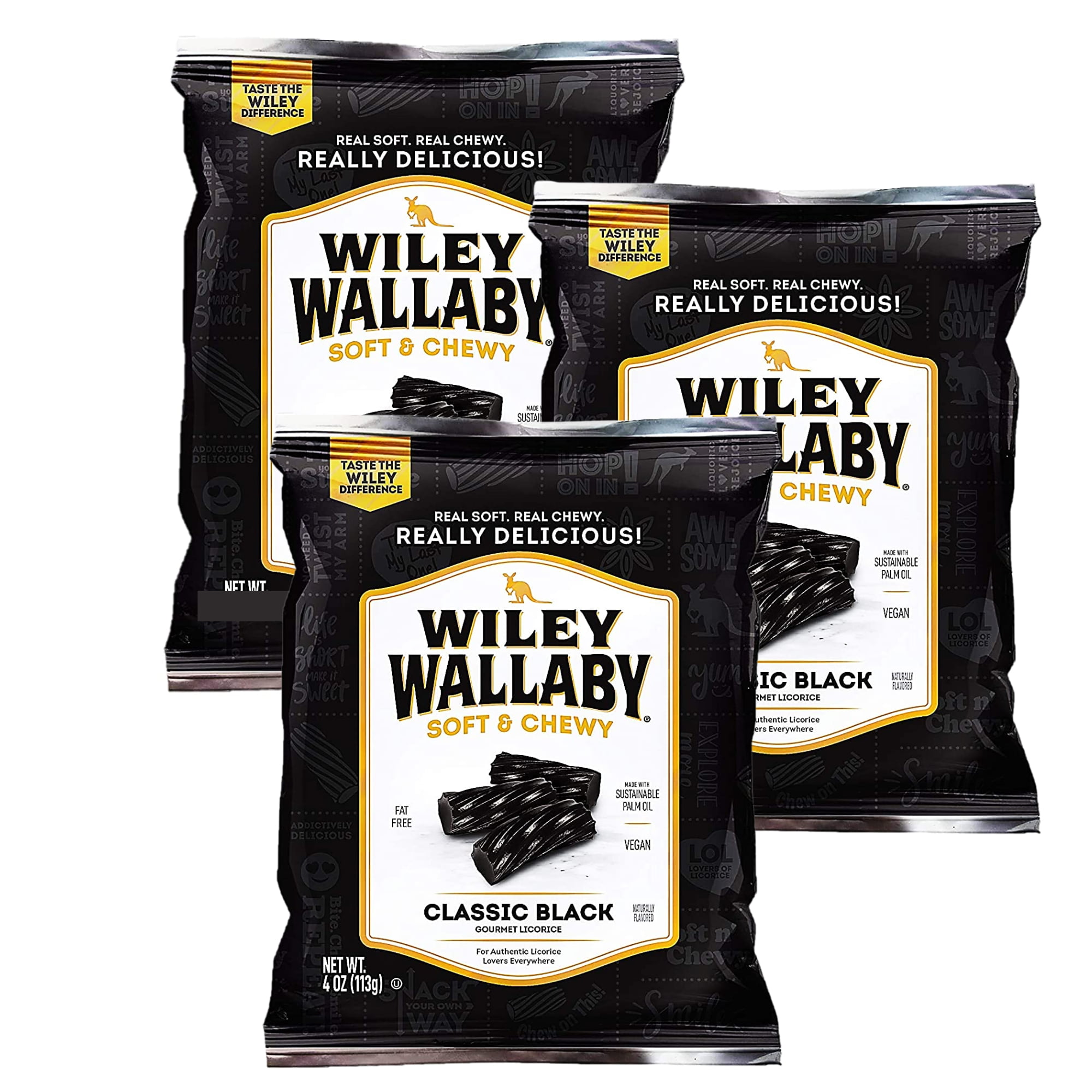 Wiley Wallaby Classic Black Licorice Candy 5 Ounce Bag Gourmet Australian Style Soft & Chewy Candies for Snacks Movie Nights Picnics Summer Goody Fill